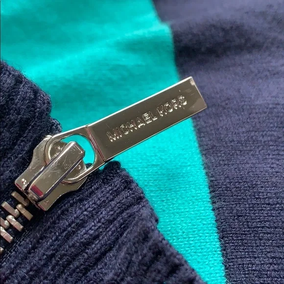 MICHAEL KORS Tile Blue Striped V-Neck Knit Dress - Picture 13 of 13